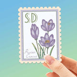 South Dakota State Flower Prairie Crocus Sticker - SD Vintage Stamp Decal