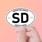 South Dakota White Oval Stickers Small 