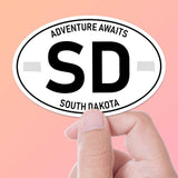 South Dakota White Oval Bumper Stickers Large