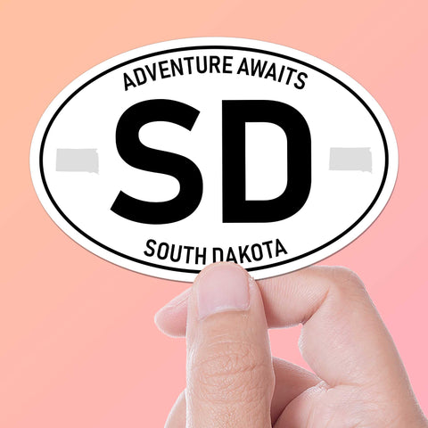 South Dakota White Oval Bumper Stickers Large