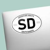 South Dakota White Oval Decal on Laptop