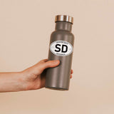 South Dakota White Oval Sticker on Water Bottle