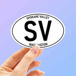 Small Spokane Valley Washington White Oval Bumper Stickers - Eastern WA Decal  for Hydroflask Water Bottle & Laptop - Pacific Northwest Gift