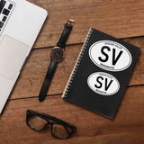 Spokane Valley Washington White Oval Stickers on Journal with Macbook