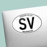 Spokane Valley Washington White Oval Sticker on Laptop
