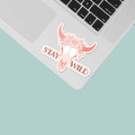 Stay Wild Cattle Skull Cowgirl Decal on Laptop