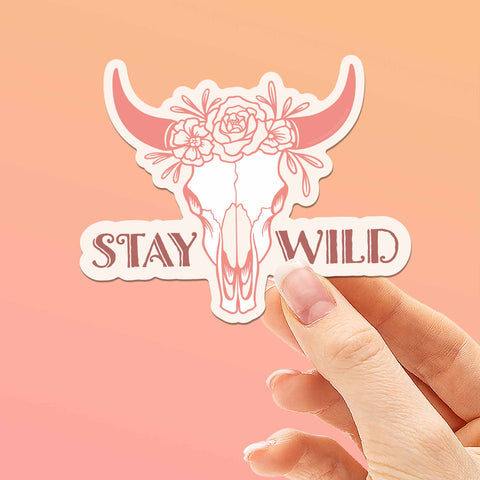 Stay Wild Cattle Skull Cowgirl Sticker