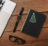 Holiday Sweater Christmas Tree Sticker on Journal with Macbook and Watch