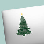 Holiday Sweater Christmas Tree Sticker on Laptop