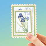 Tennessee State Flower Iris Sticker - TN Vintage Stamp Decal