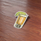 Cute Tequila with Lime Drinking Sticker on Wood Desk