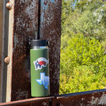 Texas Armadillo Sticker and TX Bluebonnets Sticker on Hydroflask