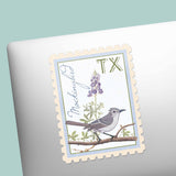 Texas State Bird Mockingbird Sticker - Vintage Stamp Decal