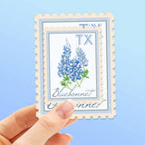 Texas State Flower Bluebonnets Sticker - Vintage Stamp TX Decal