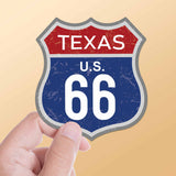 Texas Blue Route 66 Sticker - Cool TX Vintage Highway Sign Decal