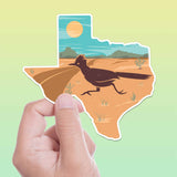 Texas Roadrunner Bumper Sticker on Green Background