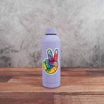 Tie Dye Peace Sign Sticker on metal water bottle