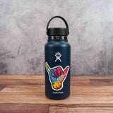 Tie Dye Shaka Surf Decal on Hydroflask Water Bottle