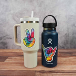Tie Dye Peace Sign Cute Sticker on Stanley Cup and Hydroflask Insulated Thermos