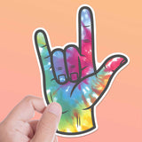 Tie Dye I Love You Sign Sticker