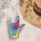 Tie Dye I Love You Sign Sticker