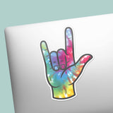Tie Dye I Love You Sign Sticker