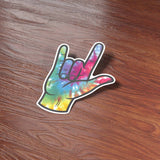 Tie Dye I Love You Sign Sticker