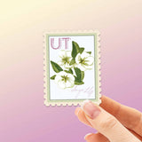 Utah State Flower Sego Lily Sticker - UT Vintage Stamp Decal
