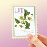 Utah State Flower Sego Lily Sticker - UT Vintage Stamp Decal
