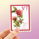 Vermont State Flower Red Clover Sticker - VT Vintage Stamp Decal