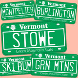 Vermont License Plate Stickers - Choose Your VT City or Saying