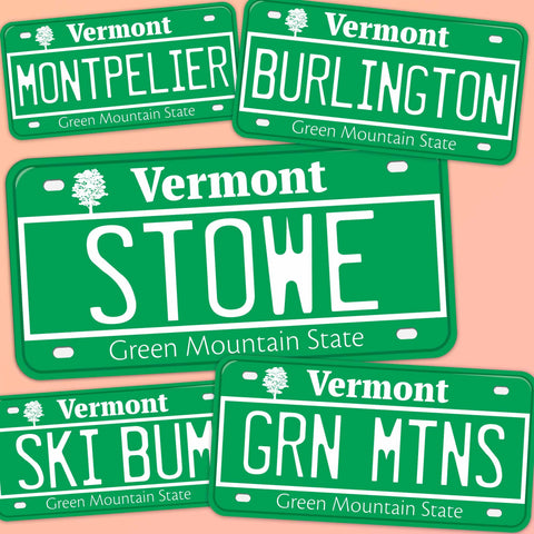 Vermont License Plate Stickers - Choose Your VT City or Saying