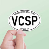 Small Village Creek State Park Arkansas White Oval Bumper Sticker - Jonesboro AR Decal for Hydroflask Water Bottle & Laptop - Southern Gifts