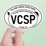 Set of 2 Village Creek State Park Arkansas White Oval Bumper Sticker - Jonesboro AR Decal for Hydroflask Water Bottle & Laptop - Southern Gifts