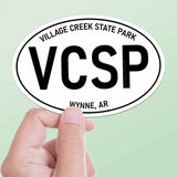 Large Village Creek State Park Arkansas White Oval Bumper Sticker - Jonesboro AR Decal for Hydroflask Water Bottle & Laptop - Southern Gifts