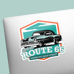 Cute Vintage Car Route 66 Sticker on Laptop