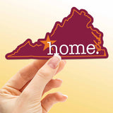 Home Virginia Map Sticker - Maroon Blacksburg VA Decal