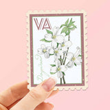 Virginia State Flower Dogwood Sticker - VA Vintage Stamp Decal