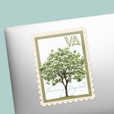 Virginia State Tree Flowering Dogwood Sticker - VA Vintage Stamp Decal