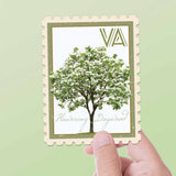Virginia State Tree Flowering Dogwood Sticker - VA Vintage Stamp Decal