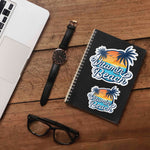 Vitamin Beach Funny Surf Quote Stickers on Journal with Macbook