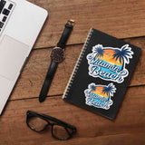 Vitamin Beach Funny Surf Quote Stickers on Journal with Macbook