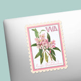 Washington State Flower Rhododendron Sticker- WA Vintage Stamp Decal