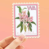 Washington State Flower Rhododendron Sticker- WA Vintage Stamp Decal