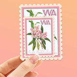 Washington State Flower Rhododendron Sticker- WA Vintage Stamp Decal