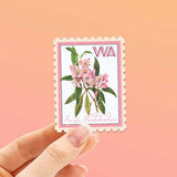 Washington State Flower Rhododendron Sticker- WA Vintage Stamp Decal
