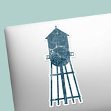 Blue Water Tower Durham North Carolina Map Sticker - Cool NC Decal