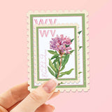 West Virginia State Flower Rhododendron Sticker- WV Vintage Stamp Decal
