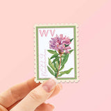 West Virginia State Flower Rhododendron Sticker- WV Vintage Stamp Decal
