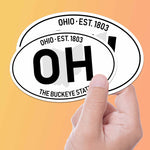 Ohio Classic White Oval Bumper Sticker, Set of Both Sizes